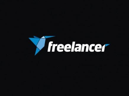 the logo for freelancer is shown in blue and white on a black background